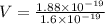 \delat V=\frac{1.88\times 10^{-19}}{1.6\times 10^{-19}}
