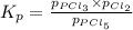K_p=\frac{p_{PCl_3}\times p_{Cl_2}}{p_{PCl_5}}