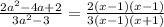 \frac{2a^2-4a+2}{3a^2-3}=\frac{2(x-1)(x-1)}{3(x-1)(x+1)}