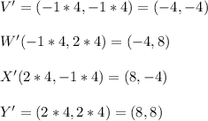 V'=(-1*4,-1*4)=(-4,-4)\\\\W'(-1*4,2*4)=(-4,8)\\\\X'(2*4,-1*4)=(8,-4)\\\\Y'=(2*4,2*4)=(8,8)