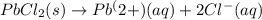 PbCl_2(s)\rightarrow Pb^(2+)(aq)+2Cl^-(aq)