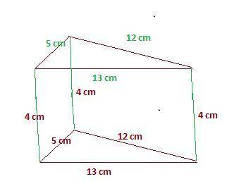 Find the surface area of the prism 4cm 5cm 12cm 13cm