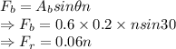F_b=A_bsin\theta n\\\Rightarrow F_b=0.6\times 0.2\times nsin30\\\Rightarrow F_r=0.06n