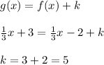 g(x)=f(x)+k \\  \\ \frac{1}{3} x+3=\frac{1}{3} x-2+k \\  \\ k=3+2=5