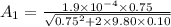 A_1= \frac{1.9\times10^{-4}\times0.75}{\sqrt{0.75^2+2\times9.80\times0.10} }