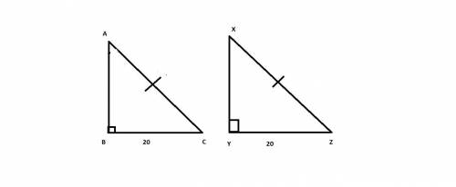 angle b = 90 degrees, side bc = 20, angle y = 90 degrees, and side yz = 20. what additional informat