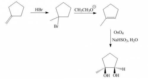 The target diol is synthesized in one step from 1-methylcyclopentene, but your lab partner exhausted