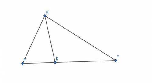 Suppose  dk is an angle bisector of △def.  a given:  ek=2, fk=5, df=10. find de.