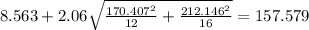 8.563+2.06\sqrt{\frac{170.407^2}{12}+\frac{212.146^2}{16}}=157.579