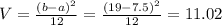V = \frac{(b-a)^{2}}{12} = \frac{(19-7.5)^{2}}{12} = 11.02