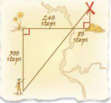 Amap shows the number of steps you must take to get to a treasure. however, the map is old, and the