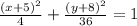 \frac{(x + 5)^{2} }{4} + \frac{(y + 8)^{2} }{36} = 1