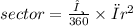 sector =  \frac{θ}{360}  \times π {r}^{2}