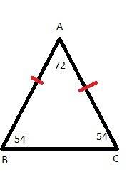 The base angle of an isosceles triangle measures 54°. what is the measure of its vertex angle?  27°