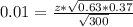 0.01=\frac{z*\sqrt{0.63*0.37}}{\sqrt{300} }