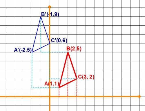 Figure abc is to be translated to figure a'b'c' using the rule (x, y) → (x−3, y+4). triangle abc on