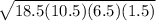 \sqrt{18.5(10.5)(6.5)(1.5)}