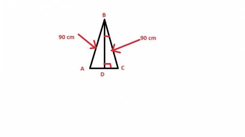Atriangular pennant has two sides that are 90 cm long each with an included angle of 25°. what is th