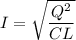 I =\sqrt{\dfrac{Q^2}{CL}}