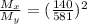 \frac{M_x}{M_y}=(\frac{140}{581})^2