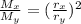 \frac{M_x}{M_y}=(\frac{r_x}{r_y})^2