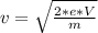 v=\sqrt{\frac{2*e*V}{m} }