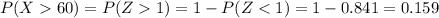 P(X60)=P(Z1)=1-P(Z