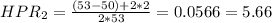 HPR_2 =\frac{(53 - 50) + 2*2}{2*53} = 0.0566 = 5.66