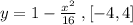 y=1-\frac{x^{2}}{16}\:, [-4,4]