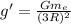 g'=\frac{Gm_e}{(3R)^2}