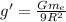 g'=\frac{Gm_e}{9R^2}