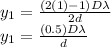 y_{1} = \frac{(2(1) - 1) D \lambda}{2d}\\y_{1} = \frac{(0.5) D \lambda}{d}