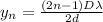 y_{n} = \frac{(2n - 1) D \lambda}{2d}