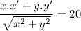 \displaystyle \frac{x.x'+y.y'}{\sqrt{x^2+y^2}}=20