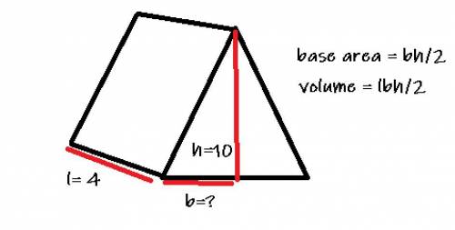 Agift box in the shape of a triangular prism has a volume of 140 cubic inches, a base height of 10 i