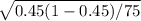 \sqrt{0.45(1 - 0.45)/75}