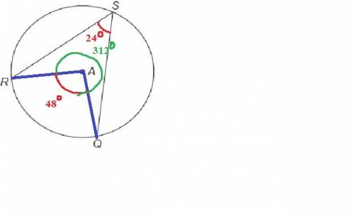 Math   will give !  this figure shows circle a with inscribed ∠rsq . m∠rsq=24° what is the measure o