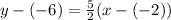 y-(-6)=\frac{5}{2}(x-(-2))