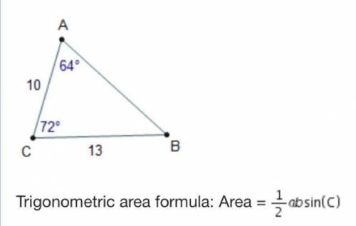 What is the area of triangle abc round to the nearest tenth of a square unit trigonometric area form