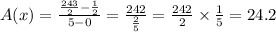A(x)=\frac{\frac{243}{2}-\frac{1}{2}}{5-0}=\frac{242}{\frac{2}{5}}=\frac{242}{2} \times \frac{1}{5}=24.2