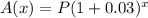 A(x)=P(1+0.03)^x