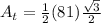A_t=\frac{1}{2}(81)\frac{\sqrt{3}}{2}