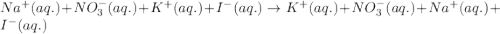 Na^{+}(aq.)+NO_3^-(aq.)+K^+(aq.)+I^-(aq.)\rightarrow K^{+}(aq.)+NO_3^-(aq.)+Na^+(aq.)+I^-(aq.)