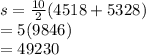 s=\frac{10}{2}(4518+5328)\\=5(9846)\\=49230