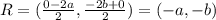 R=(\frac{0-2a}{2},\frac{-2b+0}{2})=(-a,-b)