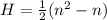 H=\frac{1}{2}(n^2-n)