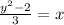 \frac{y^{2} -2 }{3} = x