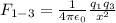 F_{1-3} = \frac{1}{4\pi \epsilon_0}\frac{q_1q_3}{x^2}