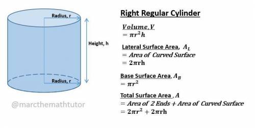 a right cylinder has a radius of 3 and a height of 12. what is its surface area?  a. 457 pi units sq