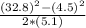\frac{ (32.8)^{2} - (4.5)^{2} }{2*(5.1)}